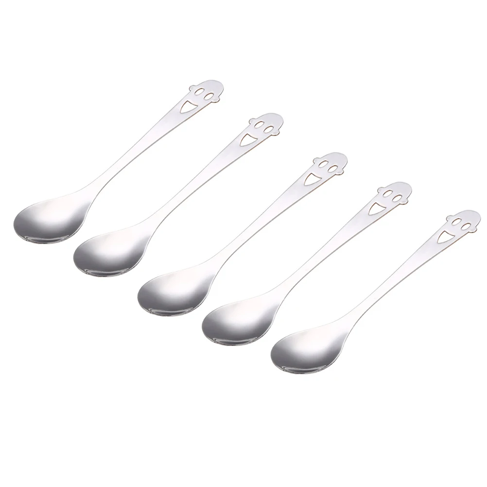 

5 Pcs Stainless Steel Spoon High Polish Smile Face Handle Mirror Polished Smooth Ideal Home Restaurants Bars Cafe Dessert Shop
