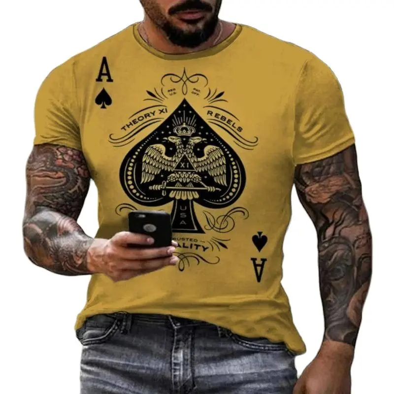 Texas Hold'em Blackjack Creative Street Hip Hop Men Ladies Summer Fashion 3D Harajuku Print Crew Neck Short Sleeve T Shirts Top