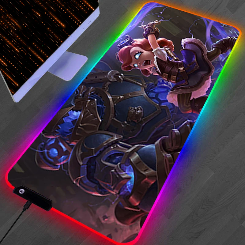 

RGB LED Mouse Pad Laptop Rubber Extended Pad Desk Mouse Mat Game Mousepad PC Accessories L-league of Legends Annie Keyboard Pad