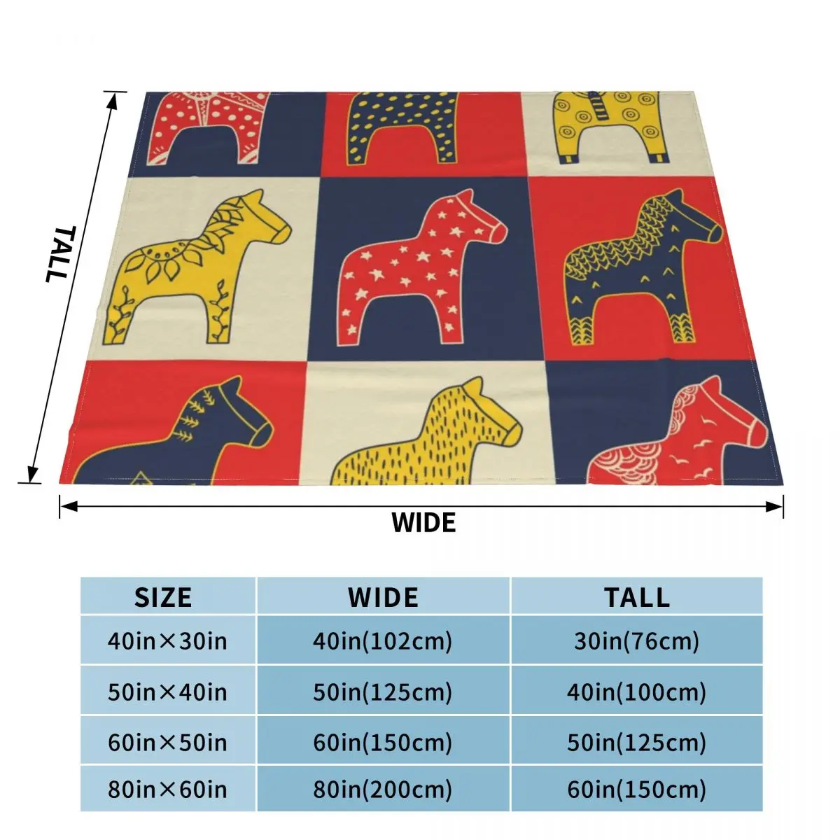 BEST SELLER _ Swedish Dala Horse Throw Blanket Bed blanket Flannels Blanket Large Blanket Thin Blanket