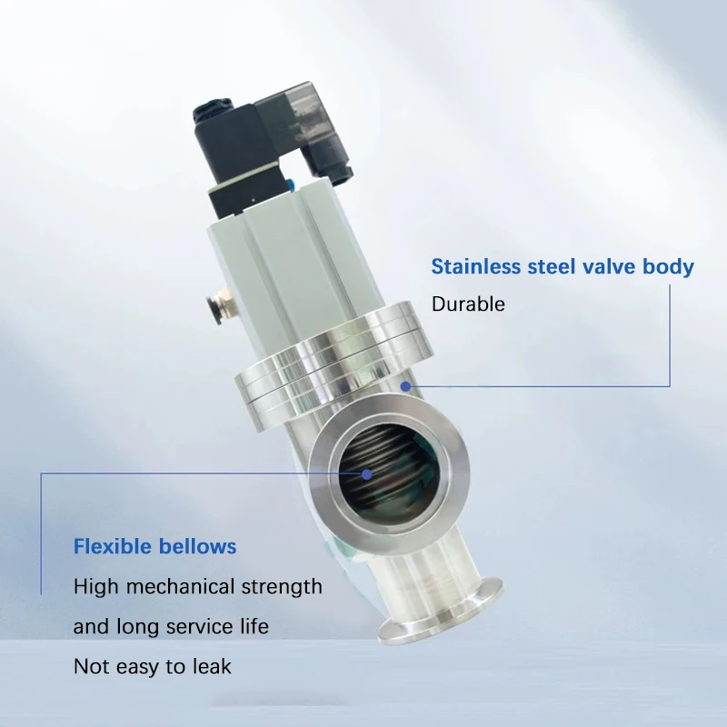 هوائي عالي فراغ يربك صمام 304 الفولاذ المقاوم للصدأ GDQ-J-KF صمام زاوية L نوع صمام التثبيت السريع