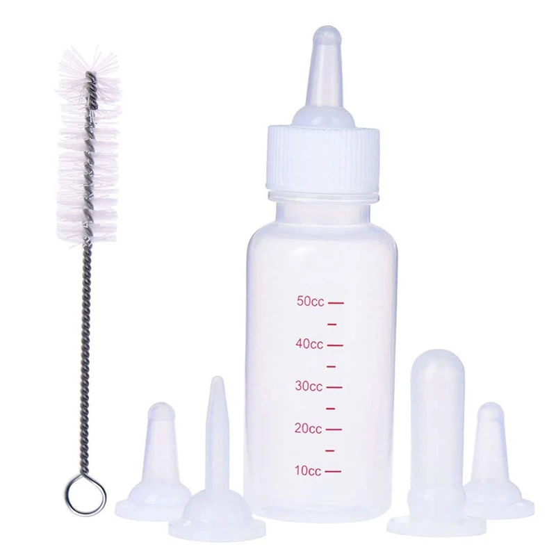 Pet Nursing Bottle Kits Replacement Nipple Cat Feeding Bottle For Newborn Kittens, Puppies, Rabbits, Small Animals