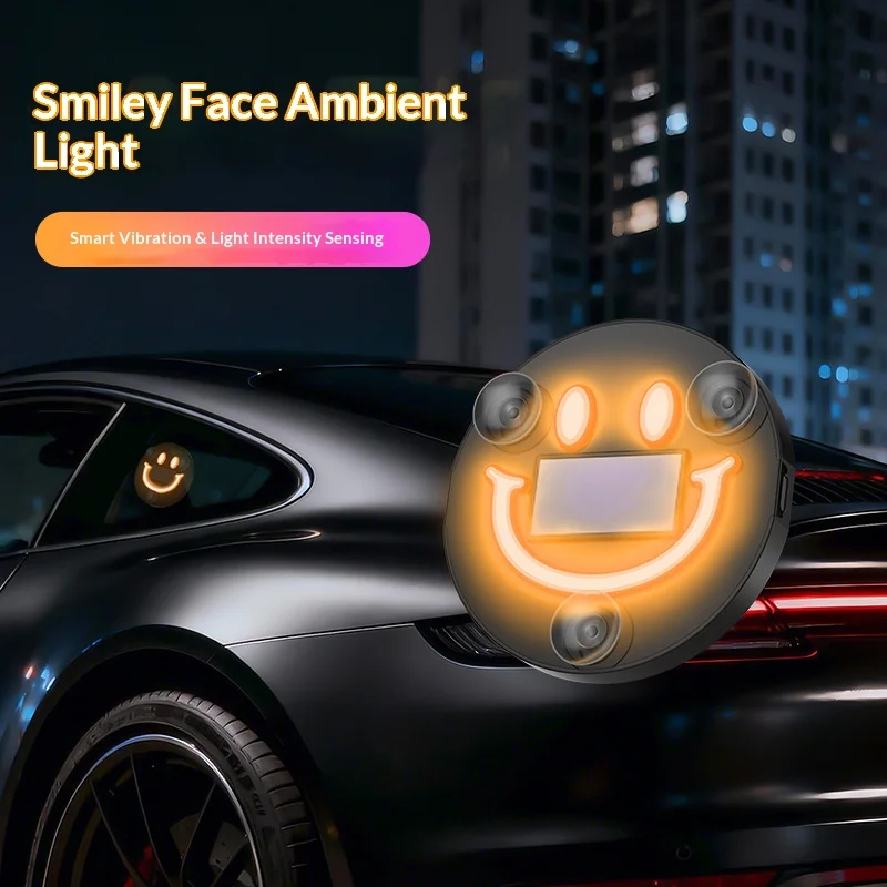 Wireless Solar powered Smiling Triangular Window with Six color Decorative Neon Light Interior Ambient Light LED Vehicle Supplie