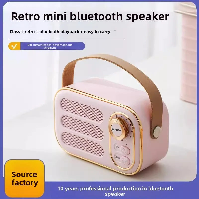 Mini alto-falante Bluetooth retrô clássico – mesa doméstica portátil e áudio externo, alto-falante de transporte pronto para presente da moda