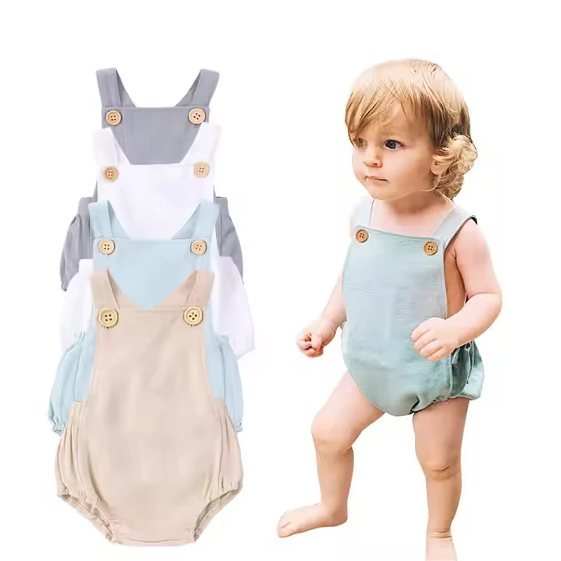 Peleles para bebés recién nacidos, mono, monos para niños, ropa infantil sin mangas de lino y algodón, verano 2026