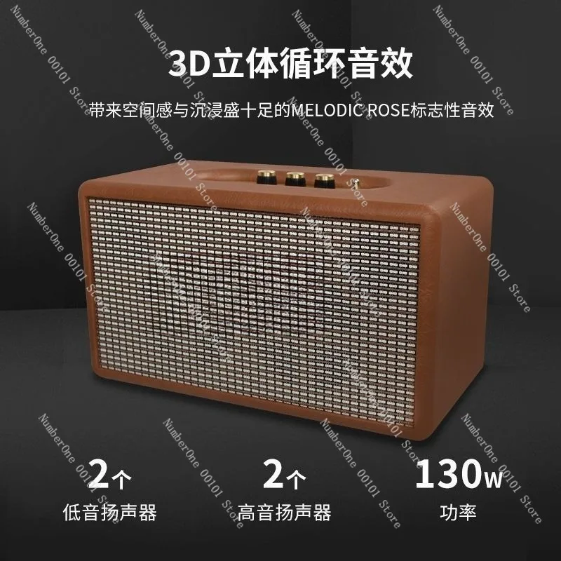 Retro Wooden Bluetooth Speaker Wireless Home Desktop Audio System with Subwoofer Heavy Bass Stereo Sound Vintage Design