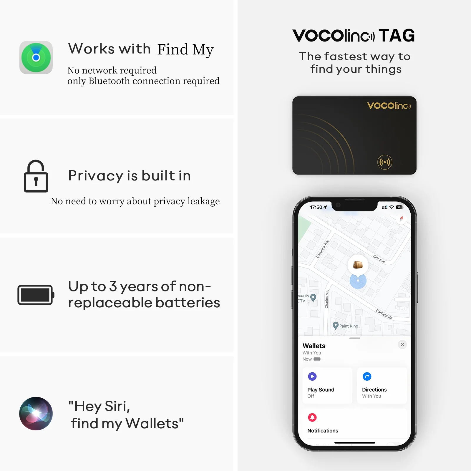 VOCOlinc Wireless tracking location wallet tracker card GPS locator smart tag iphone apple device find my airtag replacement