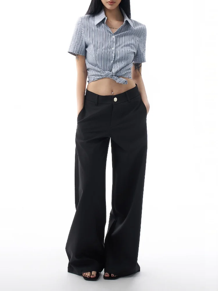 

Bla Wide Leg Floor Length Pants Women's Casual Straight Cut Trousers Spring 2025 High Waist Commute Sle Versatile Suit Pants