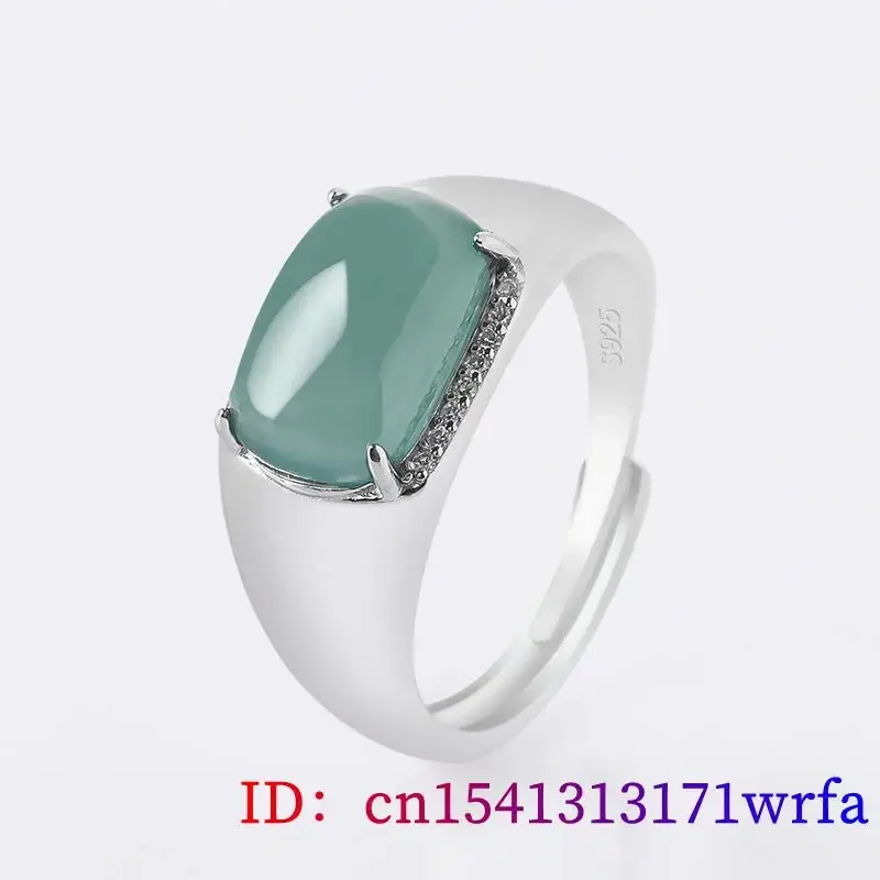 Cincin giok Birma batu permata biru alami zamrud wanita jimat batu Jadeite 925 hadiah perak batu permata pesona perhiasan