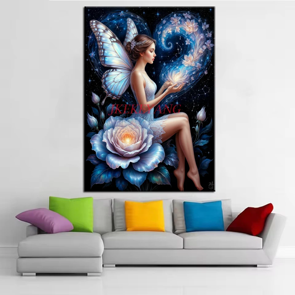 5D Diy الماس التطريز فراشة جميلة وزهرة صورة ألواح تلوين حرفية لامعة غرزة التطريز ديكور المنزل