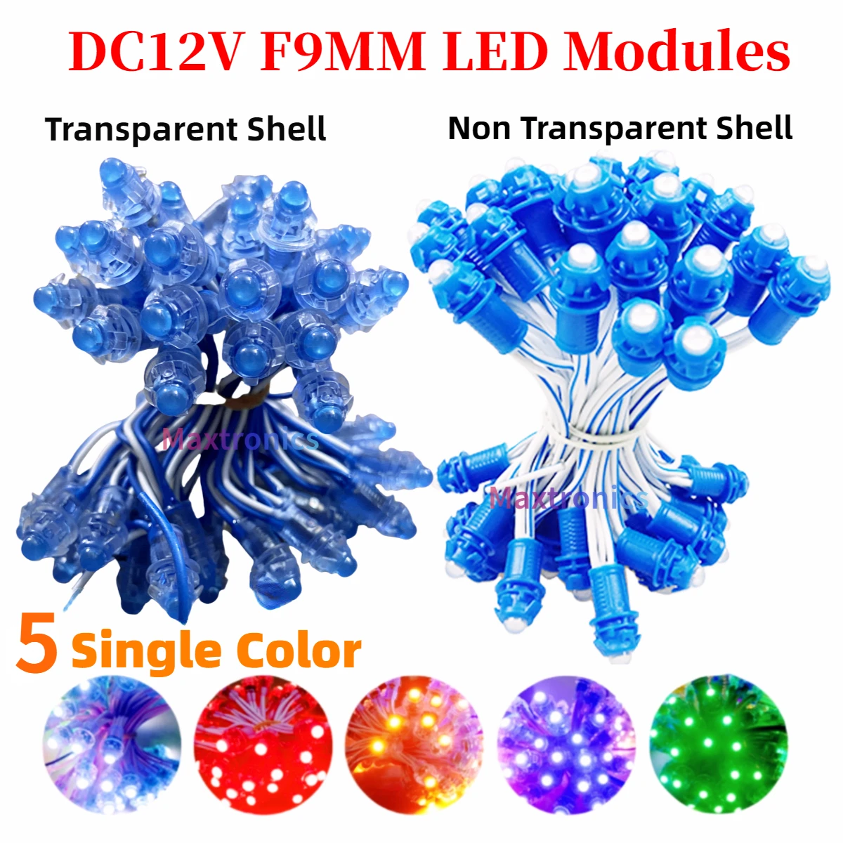 

NEW 500PCS DC12V Single Color LED Modules F9MM Led Pixel String Waterproof IP67 for Amusement Park Decor Advertising Light Board