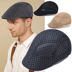 Spring Summer Hollow Berets For Men Convenient Breathable Mesh Beret Hat Quick-drying  Cap Retro Sun Hats Painter Caps