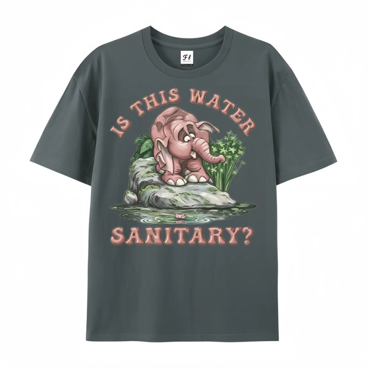 Retro Funny Elephant Graphic T‑Shirt Is This Water Sanitary Slogan Vintage Jungle Animal Print Tee Men Casual Short Sleeve Tops