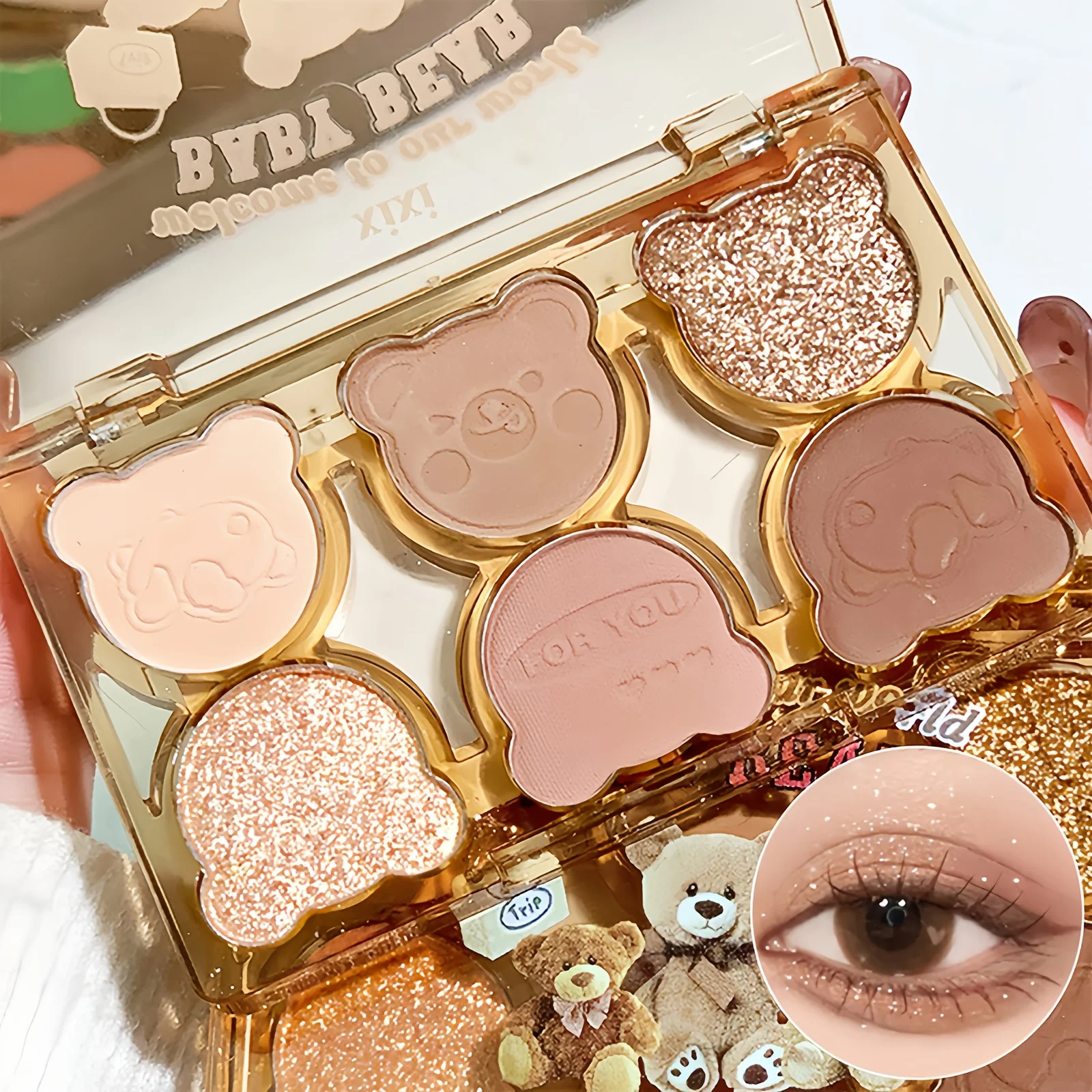 XIXI 6-Color Eyeshadow Palette Glitter & Matte Finishes for Y2K Inspired Smoky Eye Makeup Looks