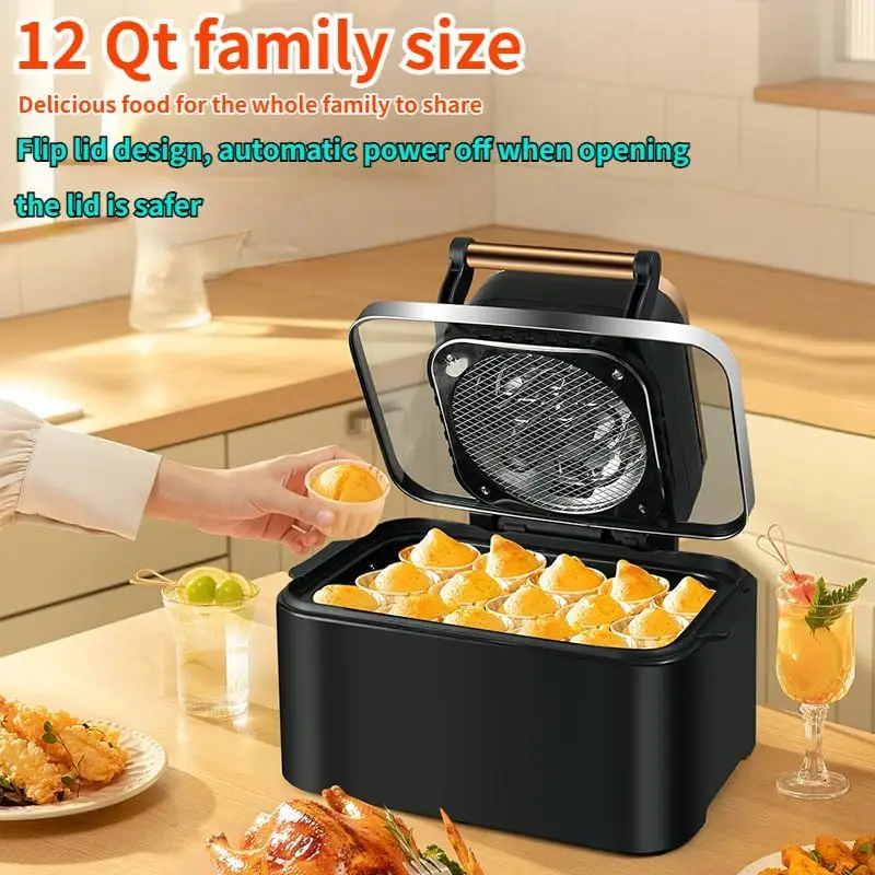 12L Smart Air Fryer Oven Visible Oil-free Air Fryer Large Capacity Potato Fryer Multifunctional Electric Fryer