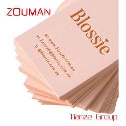 Custom , High Quality Custom Design Luxury  Cotton Paper Cardboard Gold Silver Foil Embossed Pink Business Cards