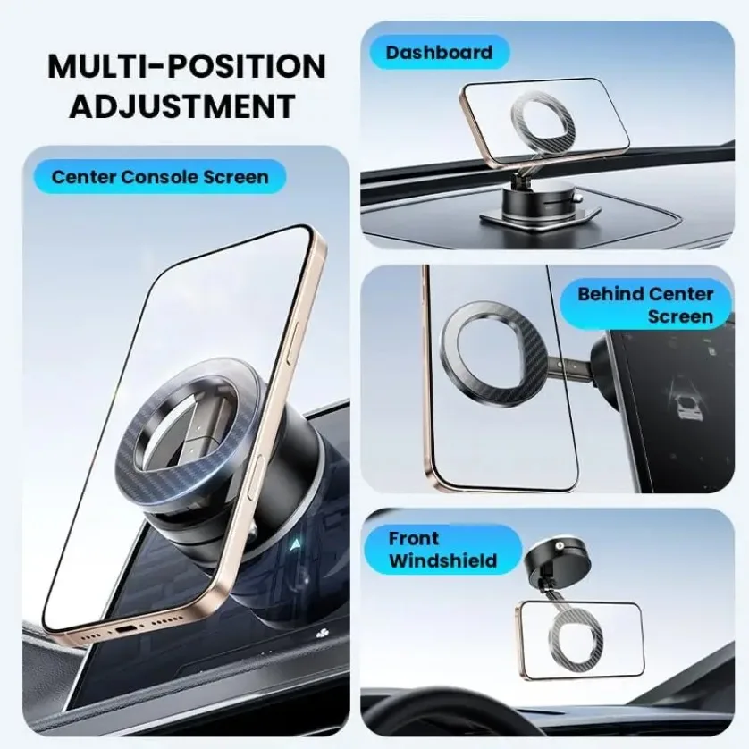 360 °   회전식 진공 흡착컵 접이식 차량용 진공 마그네틱 폰 홀더 (맥세이프 아이폰 17~12 프로 맥스 휴대폰 거치대)