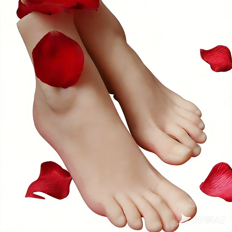 Female Foot Model Mannequin Stockings Skinny Rubber Plastic Art Silicone Human Fake Feet Nail Display Tarsel Bone Ankle TPE3801