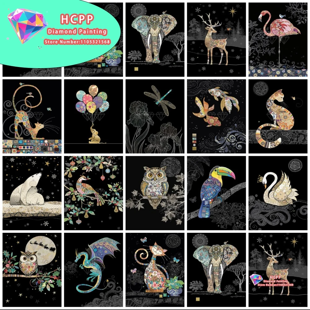 Tier-Motiv Katze Fuchs Schwan Flamingo Drache Diamant-Malerei-Set Quadratische Runde Diamanten 5D DIY Mosaik Handgemachte Kunst Einzigartiges Geschenk Wohndekoration