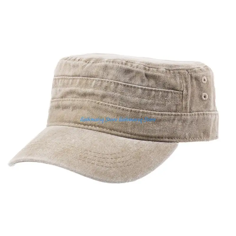 

573B Fashionable Unisex Baseball Cap Distressed Wash Cotton Adjustable Casual Truckers Hat with Flat Design For Everyday