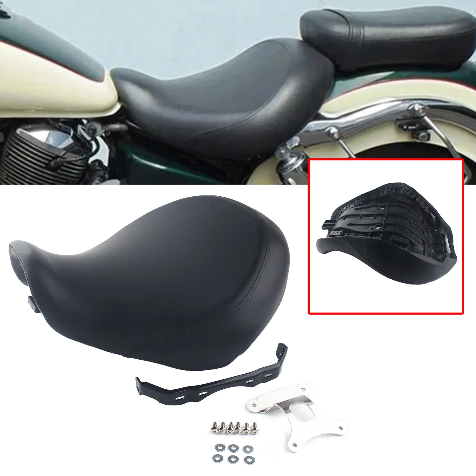 รถจักรยานยนต์ด้านหน้า Rider Seat Fit สําหรับ Honda Shadow Aero 750 VT750C 2004-2024 05 สีดํา