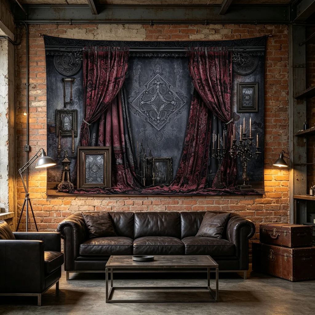 1PC Gothic Haunted House Spider Web Print Backdrop Banner, Halloween Gothic, Bedroom Photo Background, Polyester, Home Decor