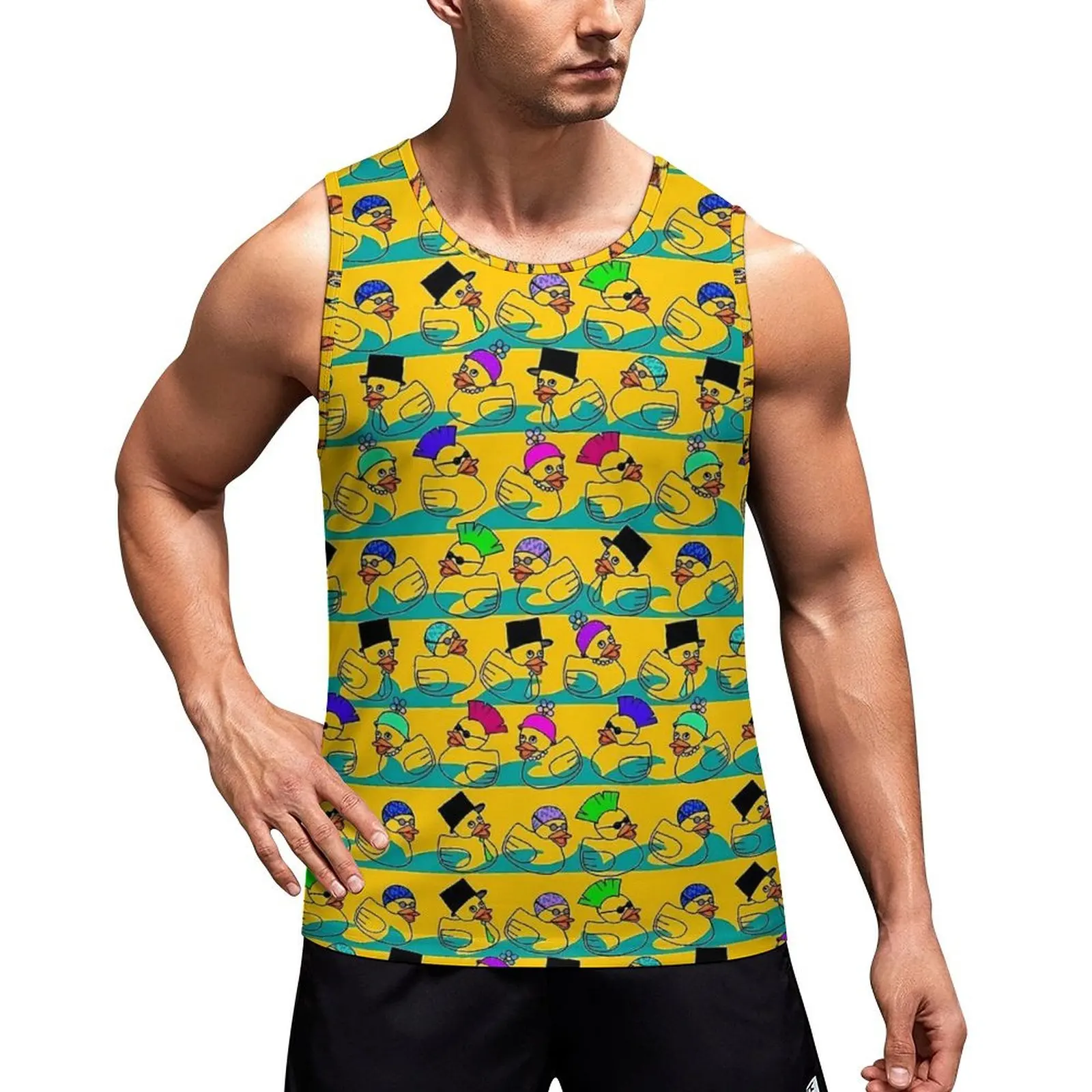 Funny Rubber Ducks Print Summer Tank Top  Workout Tops Males Design Muscle Sleeveless Shirts Plus Size 4XL 5XL