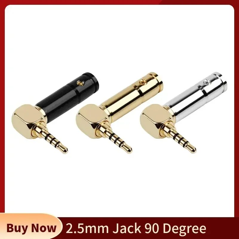 Audio Plug 2.5 mm Connector 3/32 Jack 2.5mm Earphone Jack 4 Pole 90 Degree Bend Consumer Electronics Speaker Terminal Gold Jacks