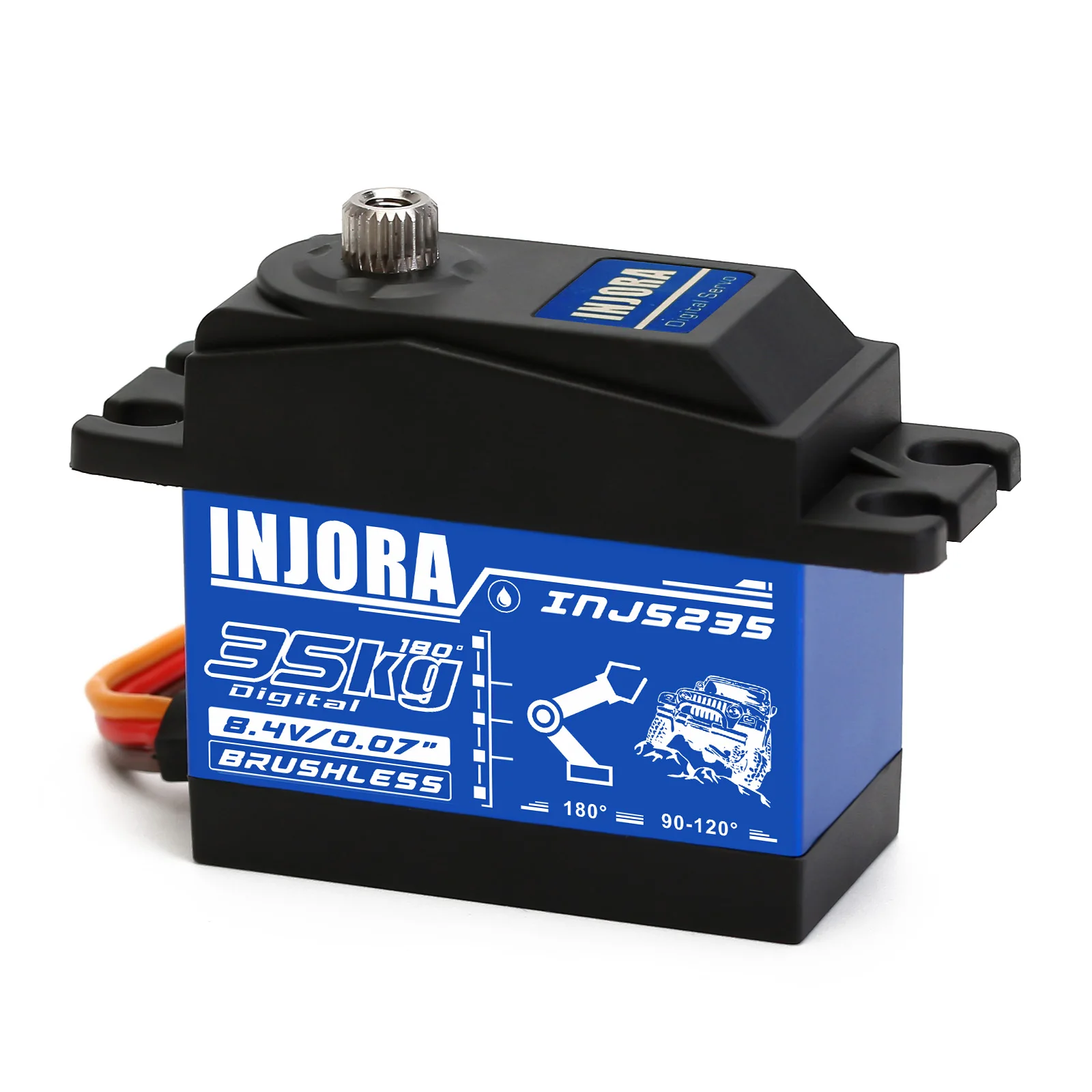 

Waterproof Brushless 35KG Servo INJS235 High Voltage Metal Gear Large Torque Digital Servo For 1:10 1:8 RC Car Model