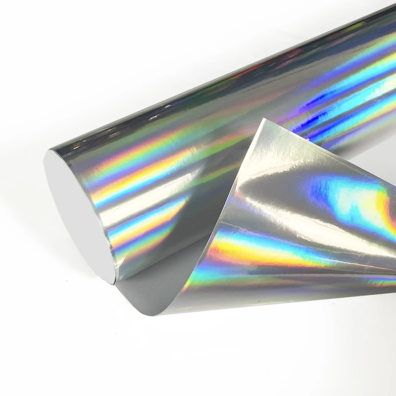 Glossy Holographic Plating Laser Chrome Silvery Vinyl Wrap Film With Air Release Self Adhesive DIY Car Motorcycle Sticker Decal