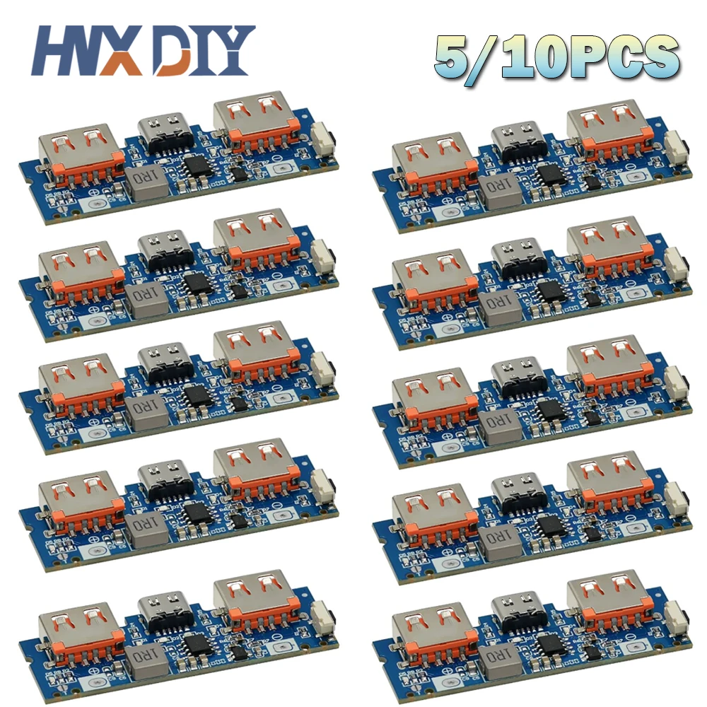 5/10pcs Lithium Battery Charger Board LED Dual USB 5V 2.4A Micro/Type-C USB Mobile Power Bank 18650 Charging Module