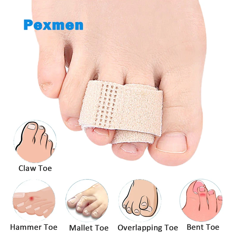 Pexmen 1/5/10/20Pcs Hammer Toe Straightener Broken Toe Wraps Toe Splints for Crooked Toes Curled Toes Bent Toes