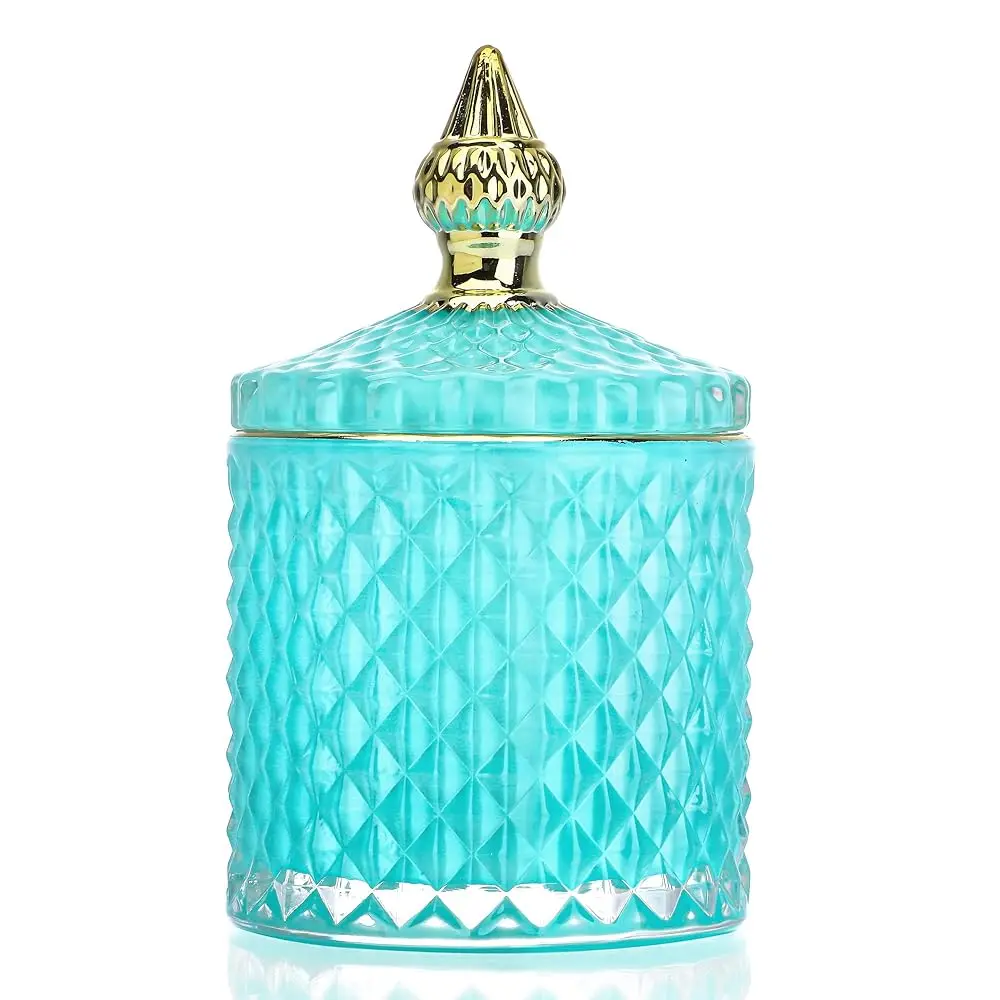 

Blue Glass Jewelry Box With Lid,Crystal Candy Jar,Glass Wedding Candy Buffet Jar,Crystal Apothecary Jars With Lid,Glass