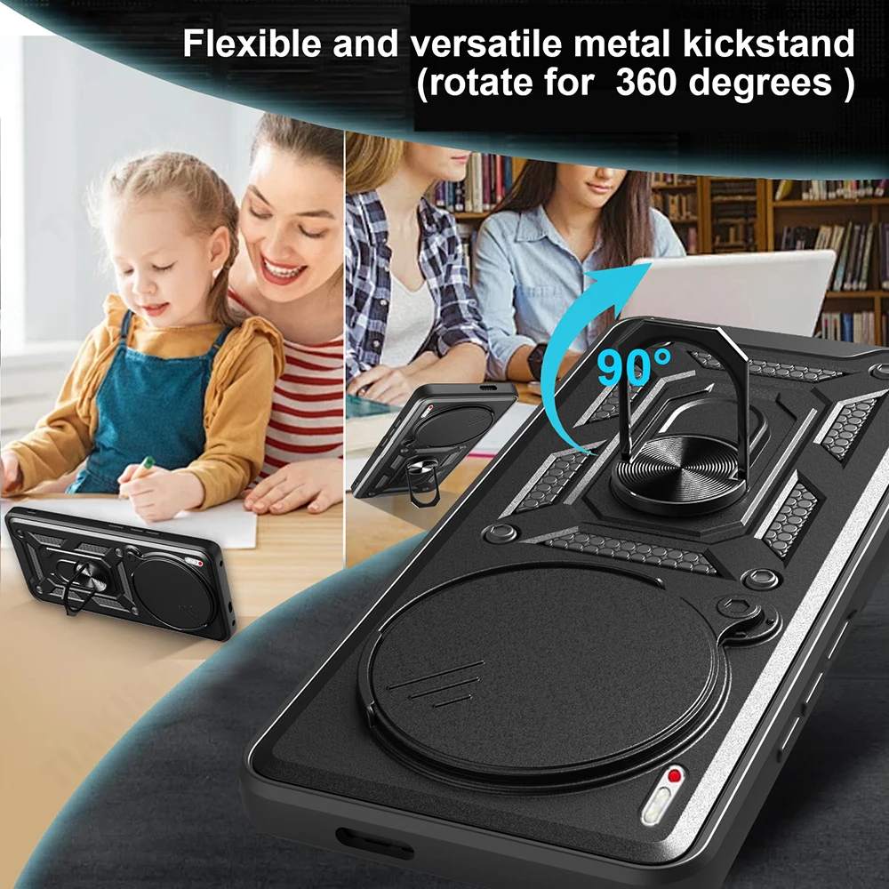 เคสเลนส์เลื่อนป้องกันสำหรับ Tecno Camon 40 Premier พร้อมขาตั้งแม่เหล็ก