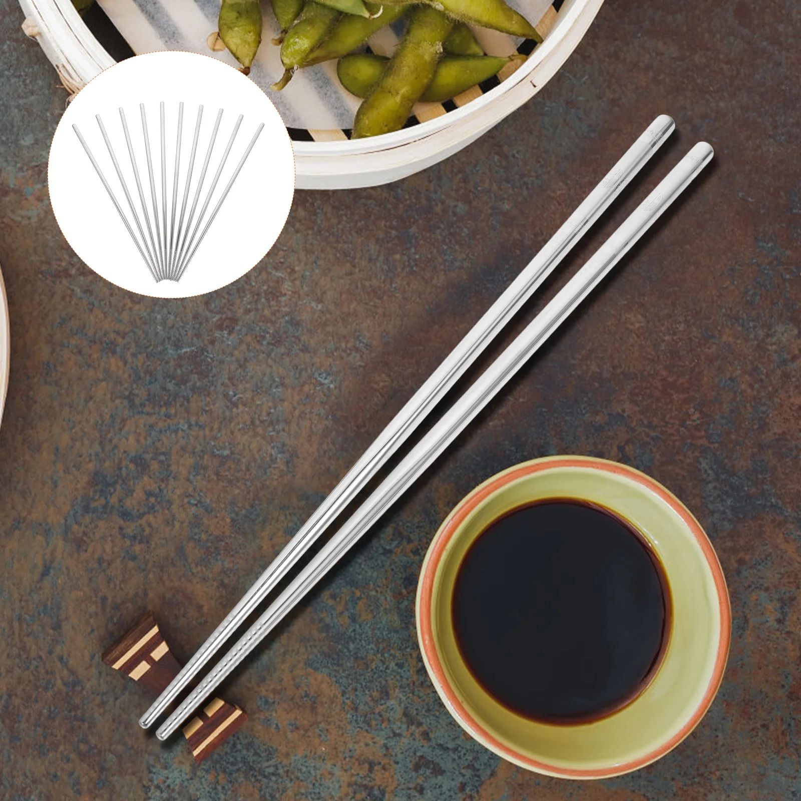 

5pcs Reusable Stainless Steel Chopsticks Non-Skid Household Lightweight Portable Exquisite Kitchen Outdoor Restaurant