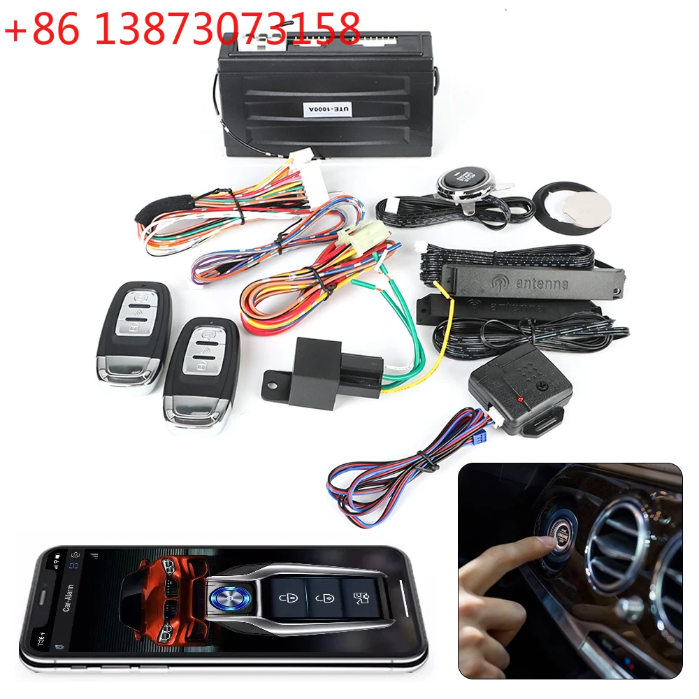 

One-button Start Push Systems Universal Remote Start Kit Car Start Stop Keyless Entry System Smartphone Control