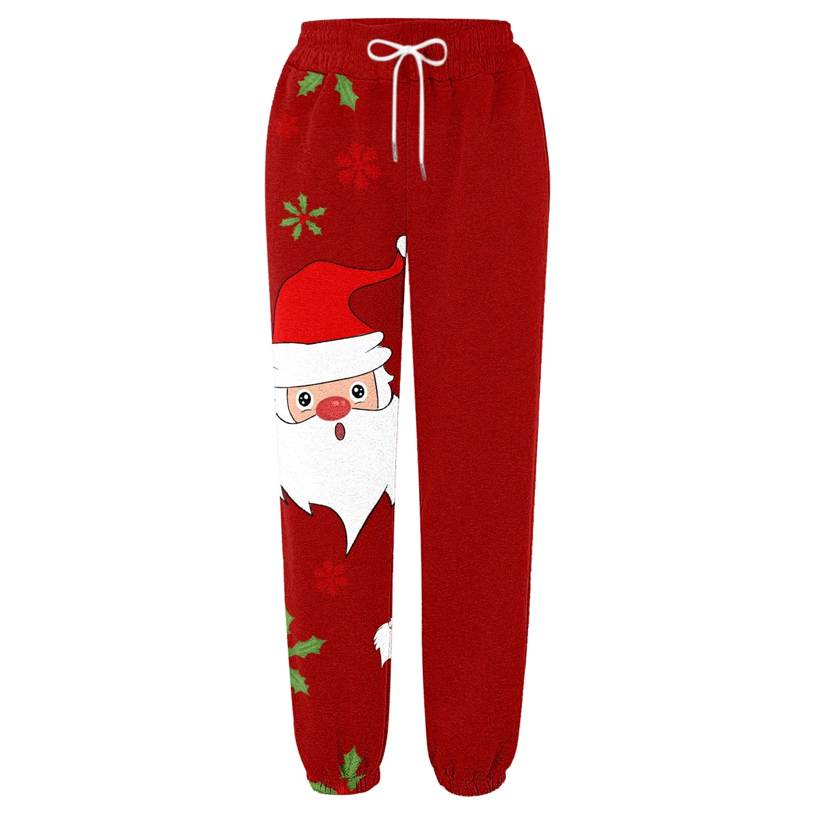 Christmas Pants Women Fashion Joggers Santa Claus 3d Print Wide Leg Pant High Waist Straight-leg Casual Trouser Sports Sweatpant