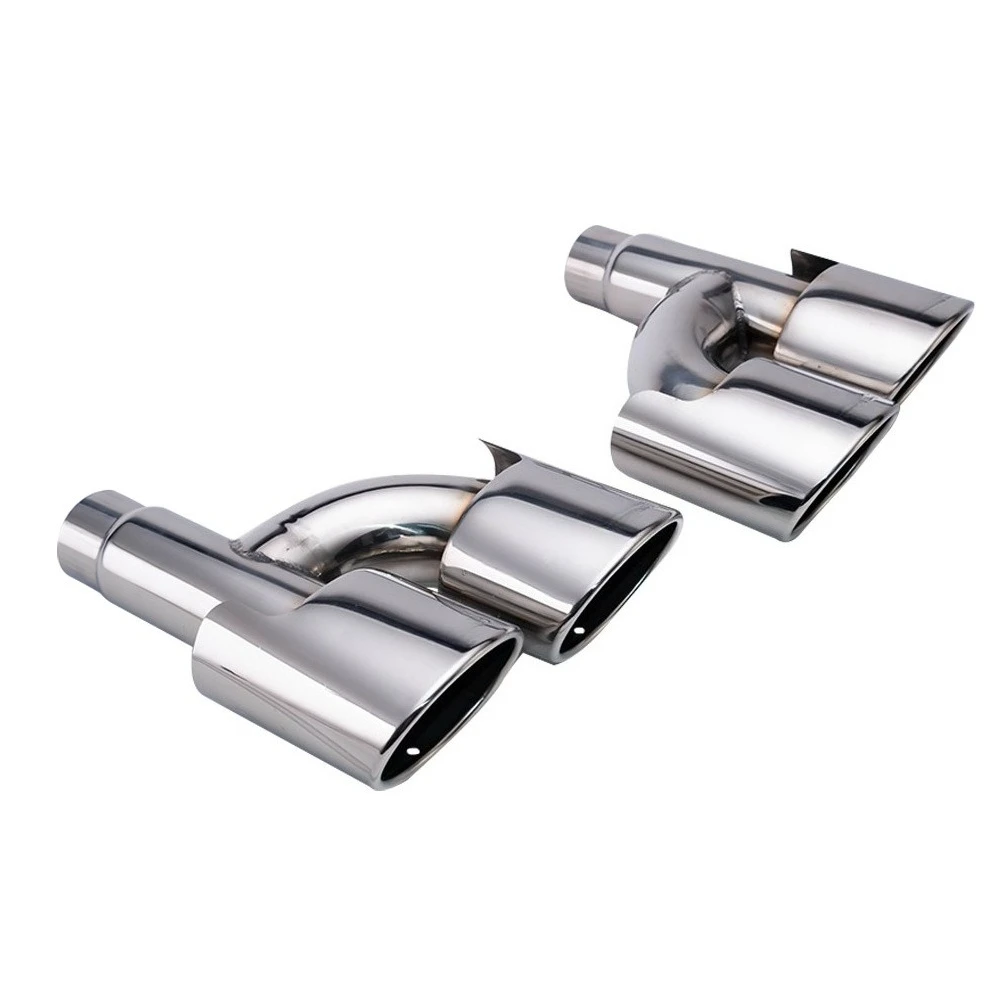 

Inter 57mm Dual Outlet Car Exhaust Tip Slant Rolled Edge Auto Muffler Tail Pipe Stainless steel Silver Black Car Exhaust pipe