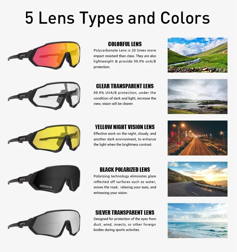 Kapvoe Photochrome Fahrradbrille für Herren, Fahrrad-Sonnenbrille, Sportbrille, UV400, MTB, Fahrradbrille, Reitschutz, UV400 – Detail 11
