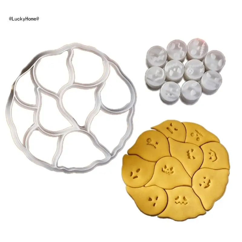 

Stable Specter Puzzle Cookie Cutter Safe Specter Cookie Stamp Set Stable Biscuits Cutter for Family Baking Activity 11UA