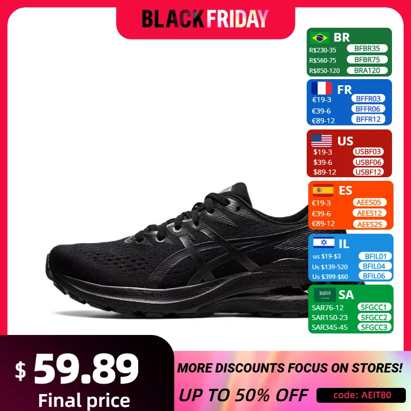 Asics Gel-Kayano 28 Scarpe da corsa da uomo Tenis Cushion Sneaker basse antiscivolo traspirante leggera Black Warrior