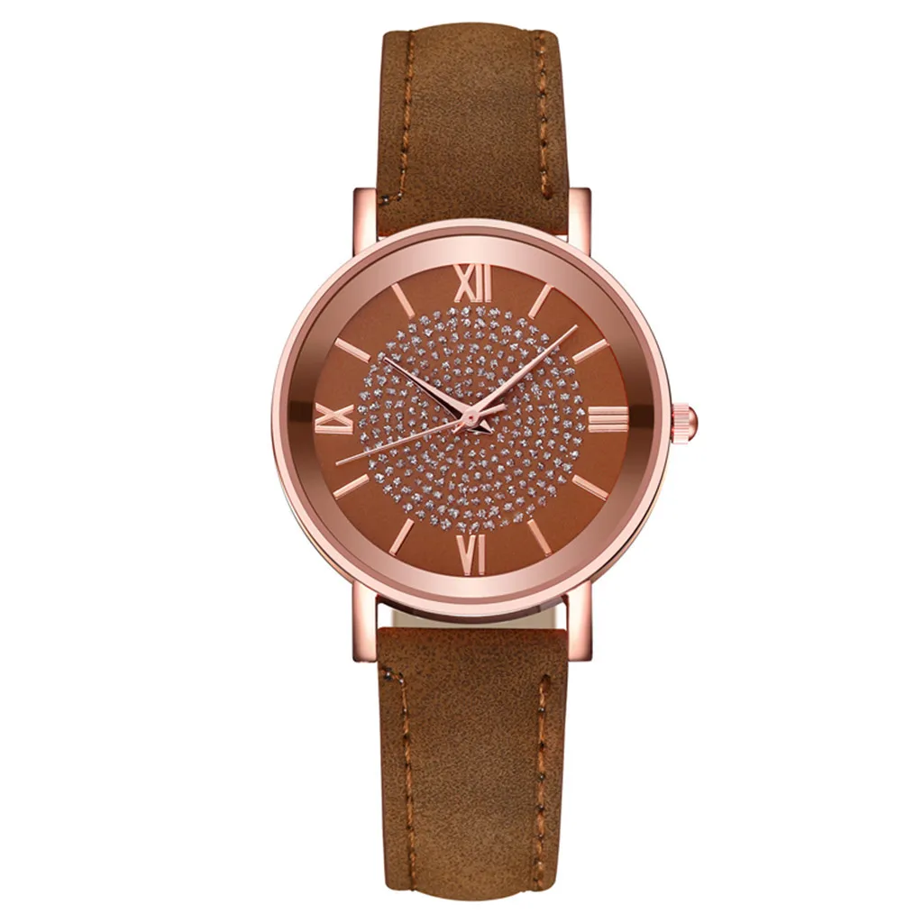 Montre à quartz avec bracelet en cuir, acier inoxydable, cadran décontracté, simple, classique, tempérament, échelle de chiffres romains, match 03