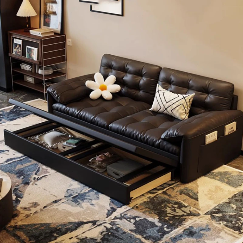 

Nordic Black Unique Sofas Beds Leather Stretch Cute Floor Fancy Living Room Sofas Folding Leather Divani Da Soggiorno Furniture