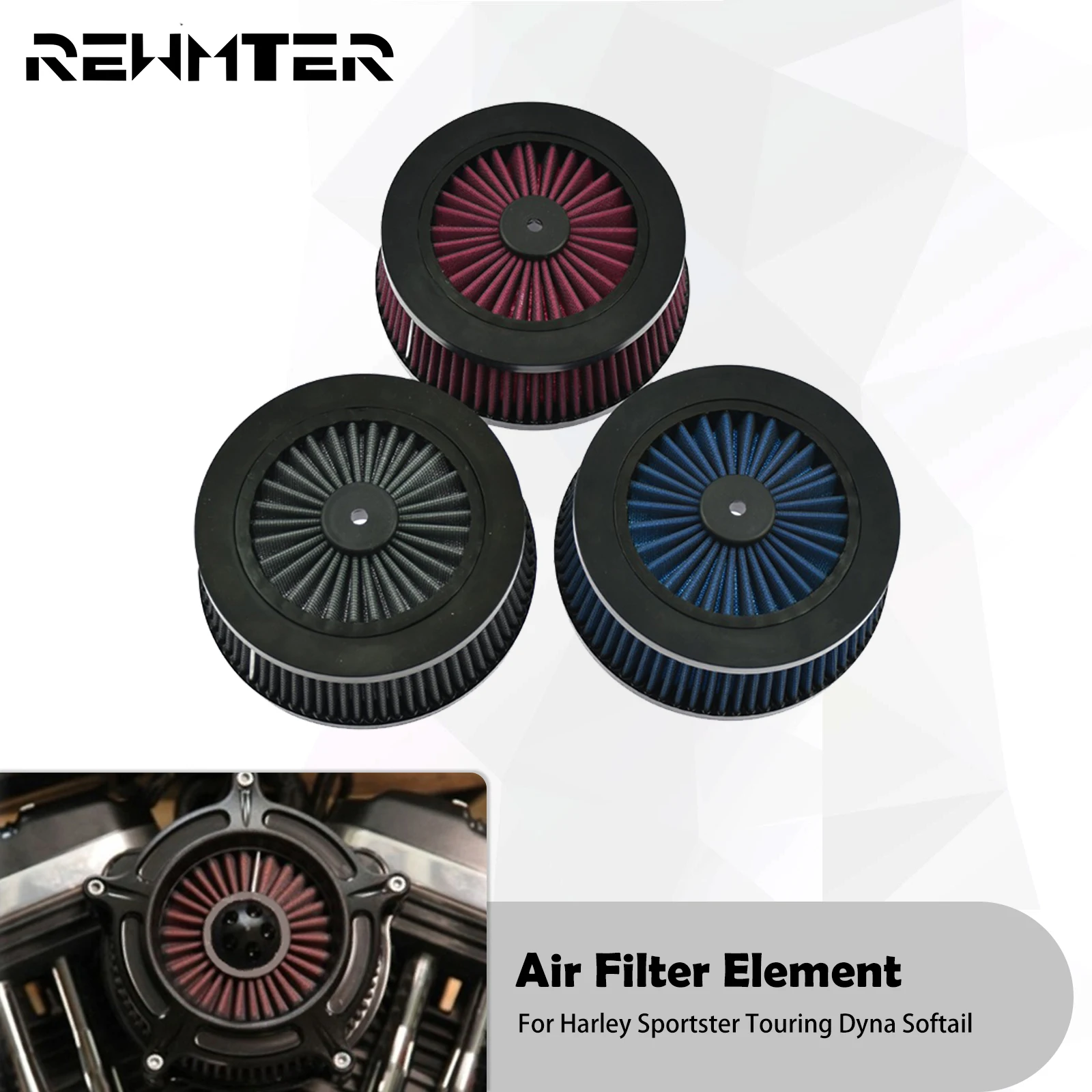 Motorcycle Air Cleaner Intake Filter Repalecment Element For Harley Touring Street Glide Softail Dyna Sportster XL 883 1200 48