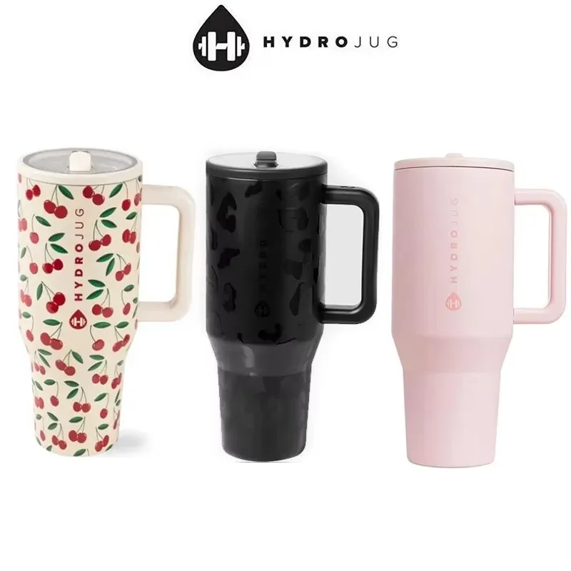 Vaso HydroJug de 32OZ/40OZ, tapa de paja para viajero, taza de coche con aislamiento al vacío de acero inoxidable, doble pared, térmica, helada, para viaje