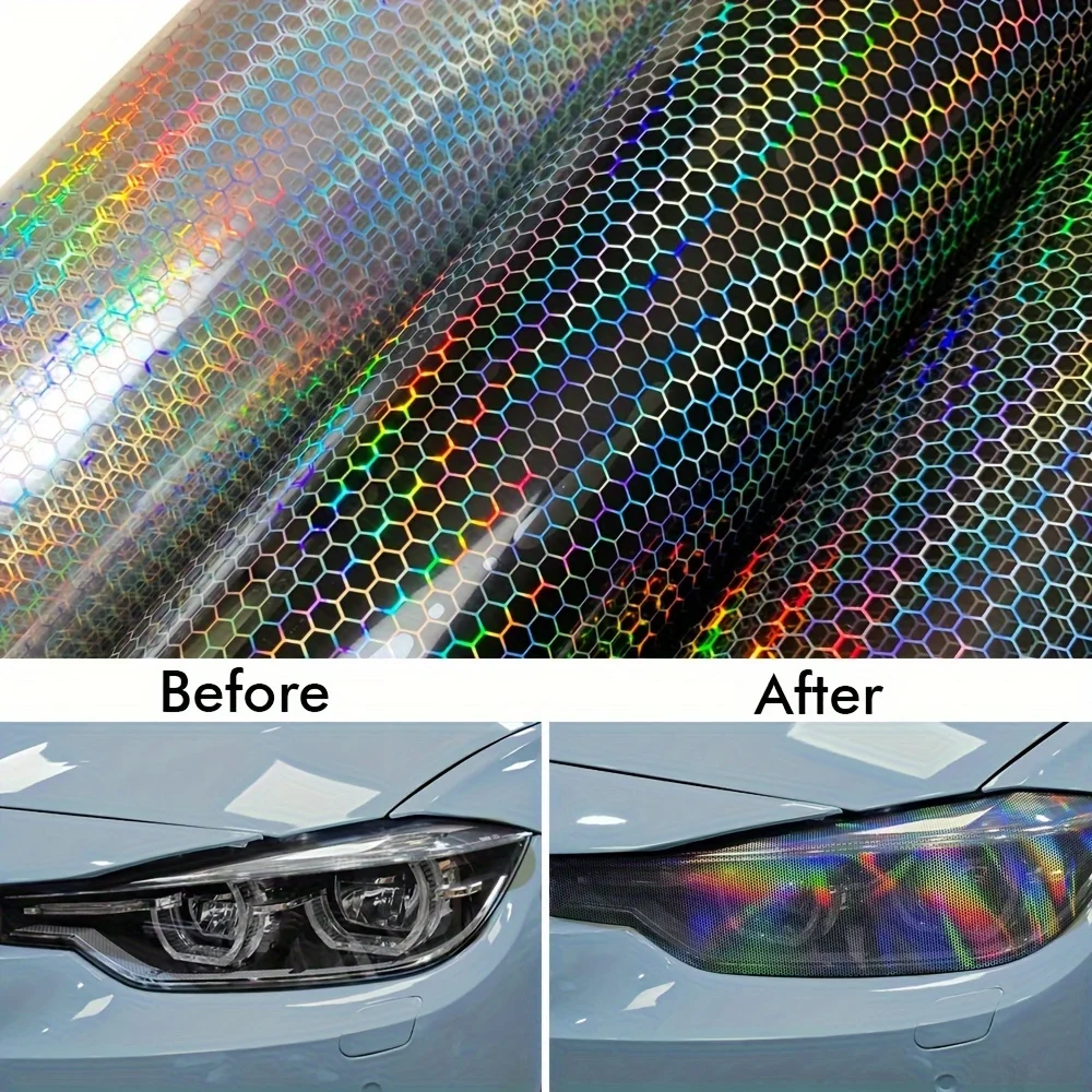 

Dazzling Honeycomb Laser Grid Car Headlight Film Motorcycle Headlight Stickers Auto Accessories Waterproof Lamp Decoretion