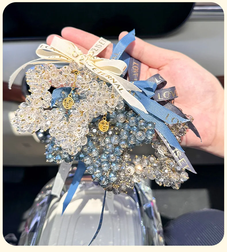 المعلقات سيارة جديدة الإبداعية الداخلية مرآة الرؤية الخلفية الديكور سيارة المعلقات كريستال نجمة خماسية الديكور سيارة قلادة #2