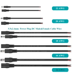 14AWG 16AWG 18AWG 22AWG 2PIN 5.5x2.1mm Spina di Alimentazione DC Maschio Femmina Cavo Adattatore del Connettore Presa Martinetti Per HA CONDOTTO LA Luce di Striscia