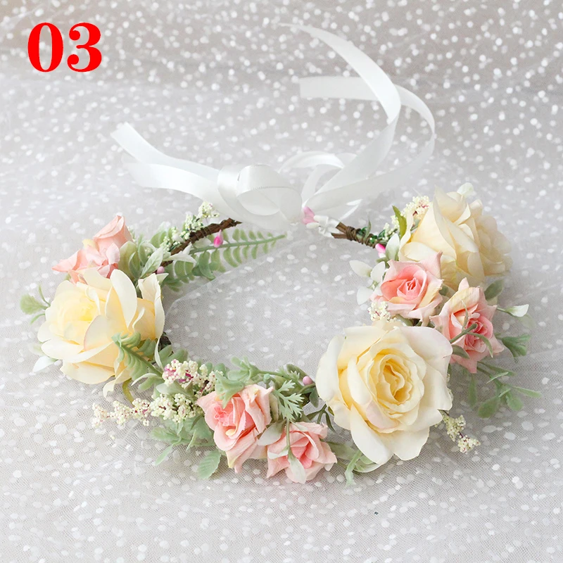 Spring Bohemian Flower Crowns For Women Girls Flower Headbands Bride Headpieces Floral Garland Wedding Wreaths Party Headwear