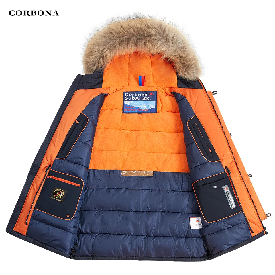 Corbona n3b Typ Winter Parka Herren mantel lange übergroße echte Pelz haube Militär armee männliche Jacken gepolsterte Fleece Marken tücher 2024